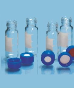 CLEAR GLASS SCREW VIALS WITH BLUE CAP SEPTA COMBO (61)
