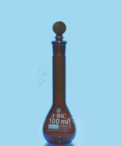 VOLUMETRIC FLASK WIDE MOUTH, AMBER COLOUR CLASS A (266)